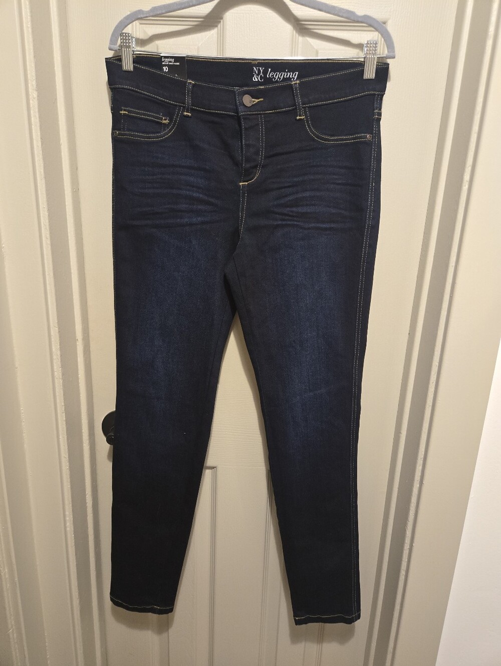 NY & C Sits at Lower Waist Denim Leggins Sz 10 Dark Wash